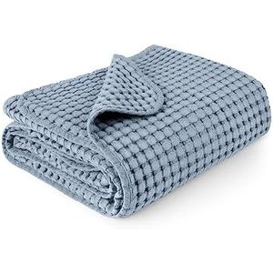 Konssy Waffle Baby Blanket - Soft & Cozy Nursery Swaddle Blanket, Lightweight Toddler Throw for Boys & Girls, Ideal for Wrapping(Blue), 1LB