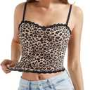 OMKAGI Lace Tank Tops for Women Sexy Double Lined Y2K Going Out Basic Cami Shirt (M)