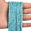 THEDAYEE 300pcs Natural Blue Turquoise Heishi Spacer Beads 2x4mm Genuine Real Disc Stone Beading DIY Charm Smooth Loose Gemstone Beads for Jewelry Making Bracelets Necklaces Earrings Crafts