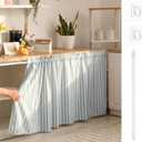 Dishwasher Curtains, Cabinet Curtains with Rod, 28" W x 51" L Textured Strip Linen Sink Skirt for Kitchen with Telescopic Rod and Clamp, Window Curtain, Dishwasher Hidden for Bathroom, 3.5"W x 32.7"L