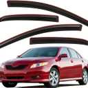 Lightronic Extra Durable Clip-on in-Channel Auto Vent Window Visor, Fits 2007-2011 Toyota Camry, UV Protection Rain Guard, Original Wind Deflector, No-Drill Easy Install, Dark Smoke, 4-Pcs