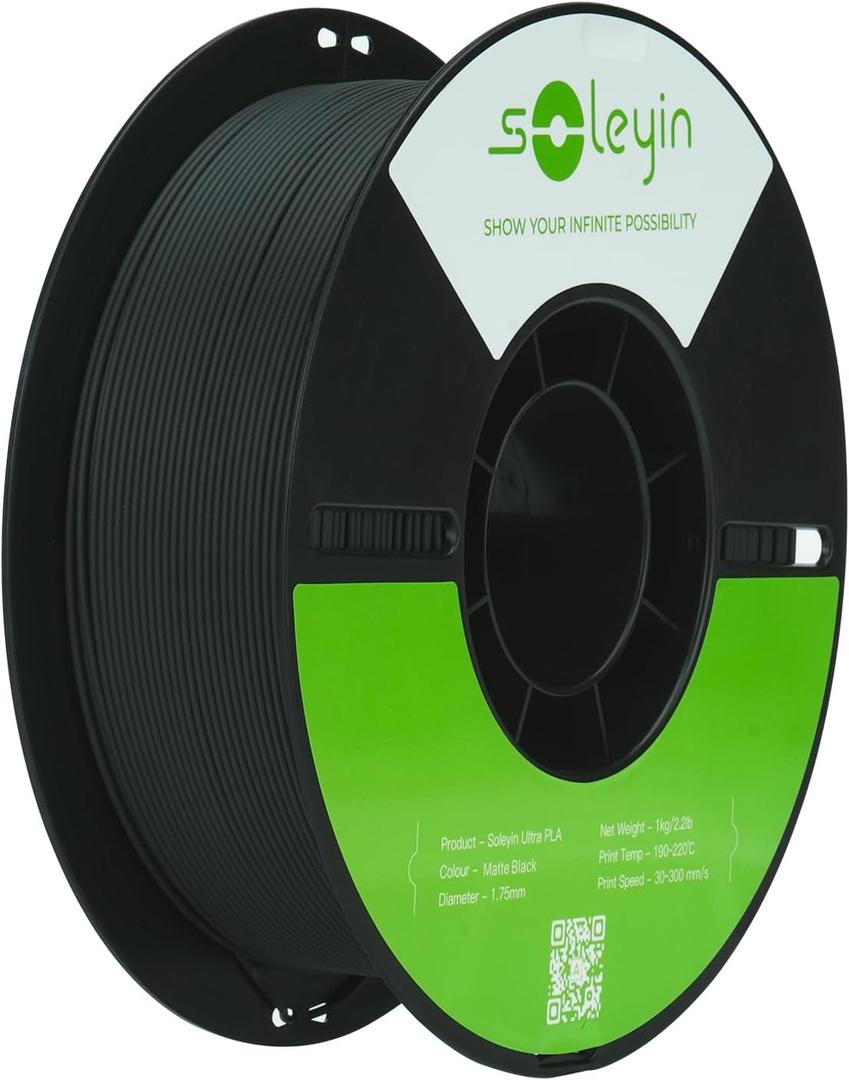 Ultra PLA Filament 1.75mm PLA 3D Printer Filament High Speed 30-600mm/s Dimensional Accuracy +/- 0.02mm, 1kg Spool (2.2lbs), Fit Most FDM 3D Printer (Matte Pla-Black)