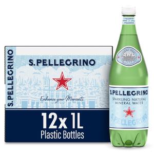 S.Pellegrino Sparkling Natural Mineral Water, 33.8 fl oz. Plastic Bottles (Pack of 12)