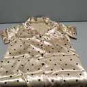 WDIRARA Women's Polka Dots Satin Nightgowns Sleep Shirts Short Sleeve Button Down Nightshirts Sleepwear, Medium