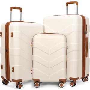 Luggage Sets 3 Piece with Spinner Wheel, Hardside Suitcase Set with TSA Lock, Expandable Travel Luggage for Men and Women, White (20in24in28in)