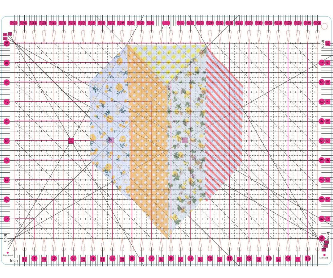 Slotted Quilting Ruler,15.5" x 10" Slotted Rulers for Quilting and Sewing Quilt Strip Rulers for Fabric Cutting (pink)
