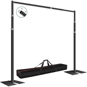 FUDESY Pipe and Drape Backdrop Stand Kit, 10x10ft Heavy Duty Backdrop Stand Adjustable Background Frame with Metal Base for Photography Wedding Parties Events Decoration, Black