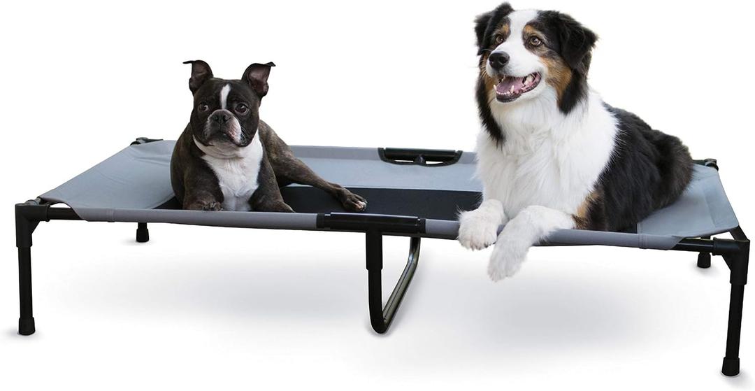 K&H Pet Products Outdoor Elevated Dog Cot, Breathable Cooling Elevated Cot Hammock Pet Bed for XL Dogs, Washable Mesh Cover, Raised Metal Frame, Collapsible, Portable - Extra-Large 50 X 32in Gray