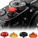 REYGEAK for Fujifilm Camera Shutter Button,4 Pcs Copper Soft Shutter Release Button,Camera Shutter Button Fits for Fuji Fujifilm X100 X100VI X-T5 X-T4 X-T3 Accessories(Red/Brass/Orange/Black)