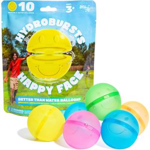 Hydroburst 10-pack Reusable Water Balloons by Relatable, For The Pool, Beach Toys And Outdoor Play Toys, Includes 10 Refillable Balloons With Smiley Faces
