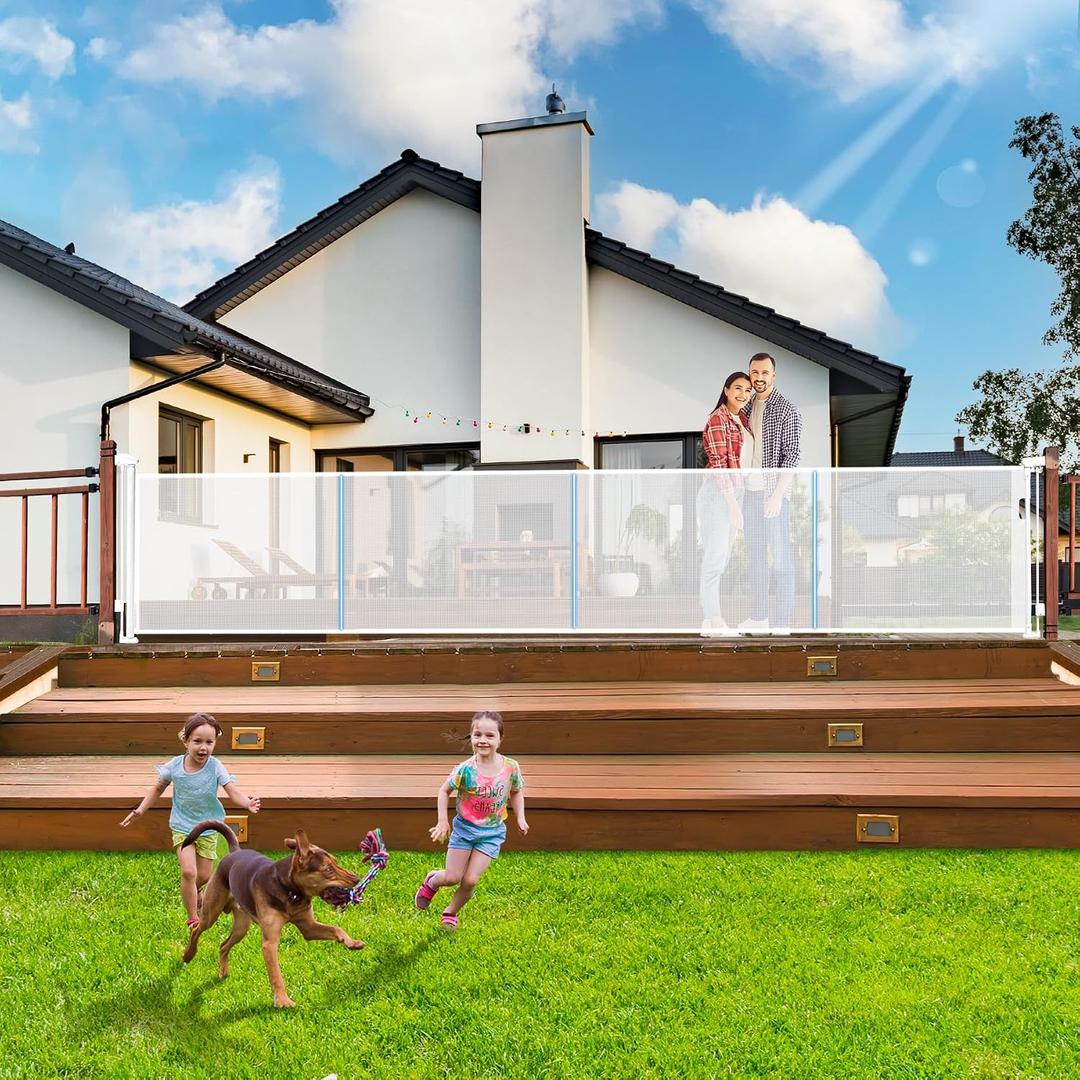 275" Retractable Baby Gates Dog Gate - 23ft Extra Wide Expandable Child Safety Gate,49" Tall Toddler Pet Mesh Gate with Reinforced Strips for Doorways,Stairs,Hallways,Outdoor & Indoor Large Openings