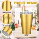Jingmore 100 Pack 16 oz Disposable Plastic Cups Aluminum Party Tumbler Stackable Plastic Drinking Cups for Hot Cold Drinks Coffee Cocktail Beverage for Wedding Birthday Graduation Picnic(Gold)