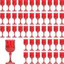 7OZ Plastic Wine Glasses, Reusable Vintage Goblets Unbreakable Drinking Glasses Crystal Water Cups Champagne for Wedding, Parties (48, Red)