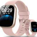 Smart Watch with Alexa Built-in, 1.83" HD Touchscreen Fitness Tracker with Bluetooth Calling, Fitness Watch with Heart Rate/Sleep Monitor/120+ Sports, IP68 Waterproof Smartwatch for Android iOS, Pink