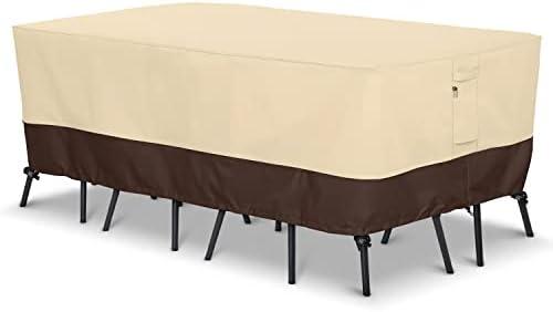 Arcedo Waterproof Patio Furniture Set Cover, Rectangular Dining Table and Chairs Cover, Heavy Duty Outdoor Furniture Cover for Sectional Conversation Set, 88'' x 62'' x 28''H, Beige & Brown
