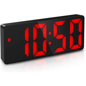 ORIA LED Alarm Clock, Digital Alarm Clock, Large Display LED Desk Clock with Snooze, 3 Adjustable Brightness, USB Charging Ports for Bedroom, Office,Red