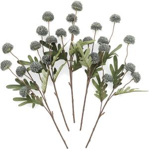 Floroom 5pcs Dusty Sage Green Faux Silk Mums Artificial Flowers, Bulk Fake Small Mini Chrysanthemums with Stems for DIY Wedding Centerpieces Floral Arrangements Vase Fillers Home Decorations