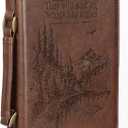 Christian Art Gifts Men's Classic Bible Cover On Wings Like Eagles Mountain Isaiah 40:31, Brown Faux Leather, Large