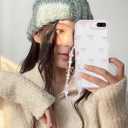 Jusy Compatible with iPhone 7 Plus/8 Plus Case, Cute Clear Ribbon Bowknot Pattern Aesthetic Soft TPU Transparent Cases Protective Phone Cover for Women Girly with Bracelet Chain - Pink