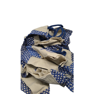 Large beige / blue pattern tote bag, beach bag, 20 pack