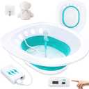 Electric Sitz Bath, Sitz Bath for Hemorrhoids, Sitz Bath for Toilet Seat, Sitz Bath for Postpartum Care, Sits Bath Kit for Women, Automatic Flushing, Foldable, Fits Universal Toilet