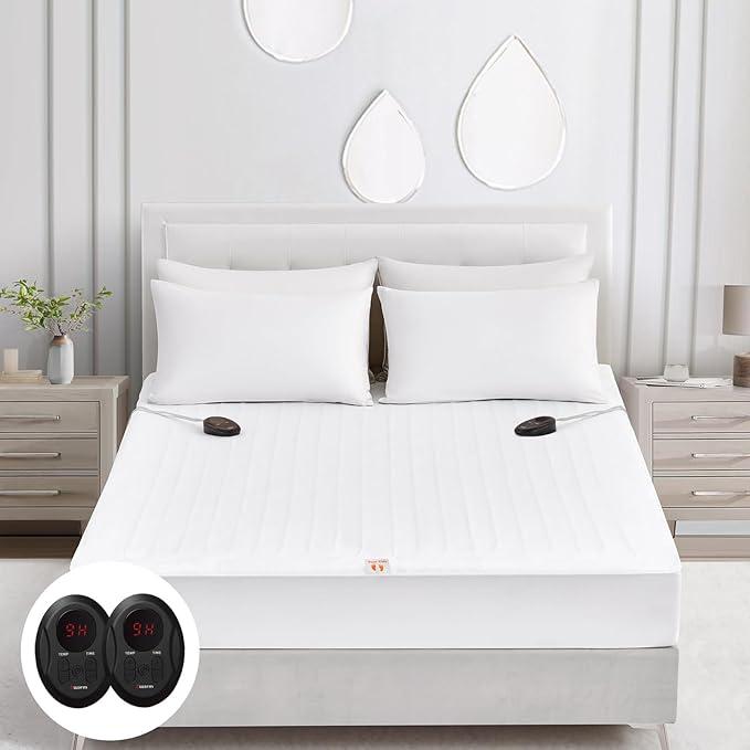 Bwarm Electric Heated Mattress Pad Queen Size, 60" x 80", Bed Warmer, 9 Heat Settings, 1-12 Hours Auto Off, Deep Pocket, Fast Heating, Machine Washable, Soft and Cozy