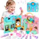 Doctor Kit Toys for Toddlers 1 2 3, Pretend Doctor Playset with Hospital Scene, Role Play Medical Toys for Kids 12-18 Months, Ideal Birthday Xmas Gift for Girls Ages 1-3