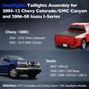 2 x Headlights Tail Lights Combo Compatible with 2004-2012 Chevy Colorado/GMC Canyon, 2006-2008 Isuzu I-Series - Headlamp Taillight Replace GM2502234, GM2503234 and GM2801164, GM2800164