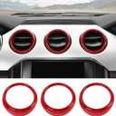 RT-TCZ Center Console Air Conditioner Outlet Vent Trim Cover Ring Interior Accessories for Ford Mustang 2015-2022,3PCS (Red)
