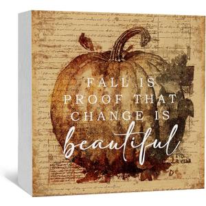 Fall Decor Sign, Fall Decorations For Home,Vintage Pumpkin Autumn Maple Leaves Decoration For Home Decor Sign