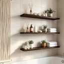36 Inch Rustic Wood Floating Shelves Farmhouse Wooden Wall Shelves for Bathroom Bedroom Living Room Kitchen Office Set of 4 Brown