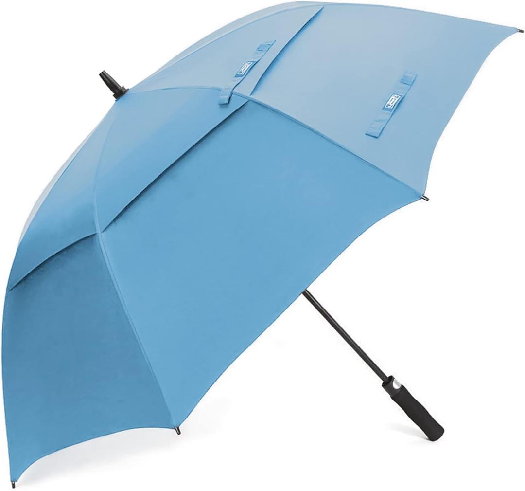G4Free 54 Inch Automatic Open Golf Umbrella Oversize Extra Large Double Canopy Vented Windproof Waterproof Stick Umbrellas (54 inch, Sky Blue)