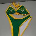 WDIRARA Women's 3 Piece Swimsuits Flag Halter Triangle Bikini Sets with Cover Up Skirt Green X-Small