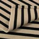 LEEVAN Black and Tan Outdoor Rugs, 3x5 Stripe Front Porch Rugs Hand-Woven Front Door Mat, Washable Cotton Reversible Entry Rugs Layered Doormats for Outside Entrance Patio Balcony Living Room Kitchen