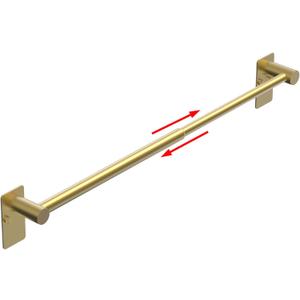 Towel Bar, 14inch to 25inch Adjustable Towel Holder Rod, Self Adhesive Wall Mounted Hand or Body Towel Rack for Bathroom Kitchen, Stainless Steel Organizer Single Bar (Gold, 1 Pack)