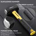INCLY 4 PCS Geology Rock Pick Equipment Kit, 3 Pound Sledge Rock Hammer with 12" Mason Concrete Chisel, Safety Glasses, Gloves, Tool Set for Hounding, Gold Mining & Prospecting, Brick Stone Breaking