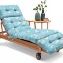 Outdoor Chaise Lounge Chair Cushion 75.1 x 22.8 x 4.7 Inches 100% Waterproof Replacement Cotton Patio Pool Lounge Chair Cushion for Outdoor Furniture with Ties, Blue Butterfly