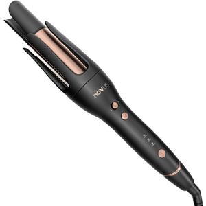NOVUS Anti-Scald Automatic Ceramic Curling Iron, Rotating Wand, Auto Curling, 3 Temp Settings, 30Min Auto Shut Off, For All Hair Types (Black)