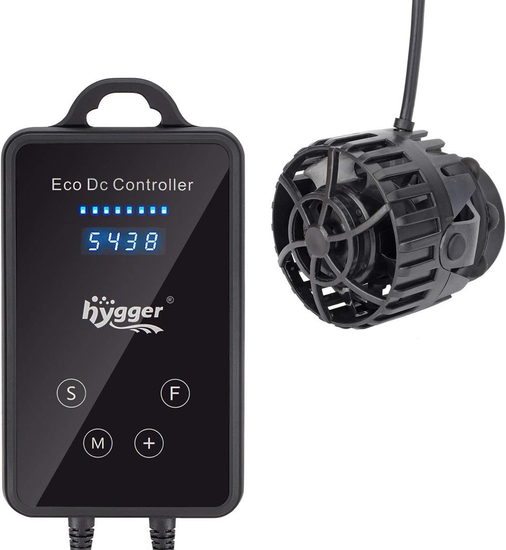 hygger Mini Wave Maker Aquarium Magnetic DC Powerhead with LED Display Controller for Saltwater Tank, 2600 GPH Aquarium Water Circulation Pump 26 to 55 Gallon Black