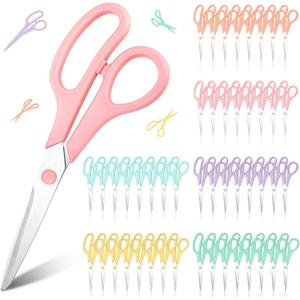Lasnten 48 Pack Scissors Bulk 8" All Purpose Comfort-grip Handles Sharp Scissors for Office Home School Student Teacher Craft Sewing Fabric, 6 Colors(Pastel Color)