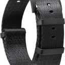BINLUN Nylon Watch Band 18mm,20mm,22mm,24mm Rugged Military Replacement Watch Straps Silver&Black Stainless Buckle Heavy-Duty Wristband For Traditional Men Women Watches