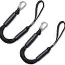 Bungee Dock Lines with Clips - Heavy Duty Marine Grade Elastic Boat Ropes, 1800LB Breaking Strength & Hidden Shock Absorber for Boat, Jet Ski, Kayak, Pontoon, Pickup Truck (3FT/2 Pack)