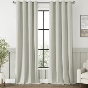 ChrisDowa 100% Blackout Greyish Beige Solid Curtains 108 Inches Long 2 Panels for Bedroom Living Room, Farmhouse Room Darkening Thermal Insulated Soundproof Grommet Top Window Treatment Drapes,52x108