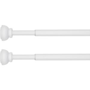 KXLIFE 2 Pack Decorative Spring Tension Curtain Rod, 1/2-inch Decorative Tension Drapery Rod for Window, White, (36-60 Inches)