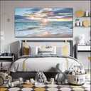 Yxbhhym-Large Coastal Wall Decor Beach Sunset Wall Art Ocean Room Decor Picture Seascape Canvas Prints Poster Waves Sea Artwork for Walls Landscape Painting Bedroom Living Room Office Decorations, Size: 732mm×40mm×1466mm
