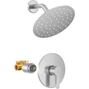 Shower Faucet, Brushed Nickel Shower Faucet Set with 8-Inch Rainfall Showerhead, Single-Handle Shower-Trim Kit Included Valve, Brushed Nickel