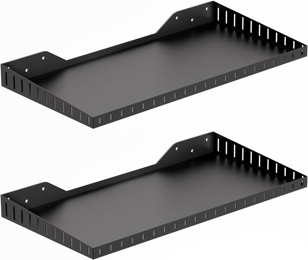 PEKGRIL 2 Pack Garage Wall Shelf, 1X2 Ft Heavy Duty Garage Shelving, Wall Mounted Storage Shelves for Laundry Room, Closet, Holds Up to 150 Lbs (Black)