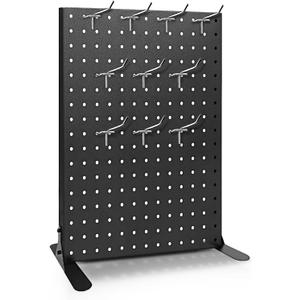 Pegboard Display Stand with 10 Hooks for Craft Shows, Metal Jewelry and Key Ring Retail Display Racks for Selling Accessories, Retail Stores, Vendors & Events, 17 X 13 Inch