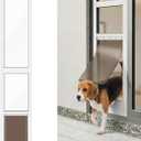 Dog Door for Sliding Glass Door, Adjustable Height 75 3/5" to 80", Aluminum Frame Sliding Door Dog Door Insert, Suitable for Large Dogs Up to 75 lbs(Large,White)