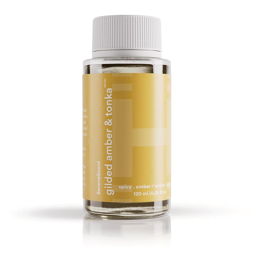 Homedics SereneScent Waterless Diffuser Oil Refill — Gilded Amber & Tonka (120ml). Warm & Luxurious Home Fragrance. Compatible with SereneScent Diffusers. Easy Twist Plug & Play